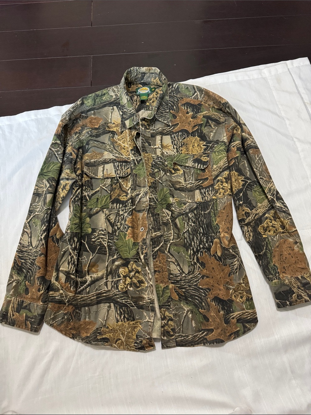 Vintage Cabela's Camo Hunting Chamois Long Sleeve Button Shirt Men XL